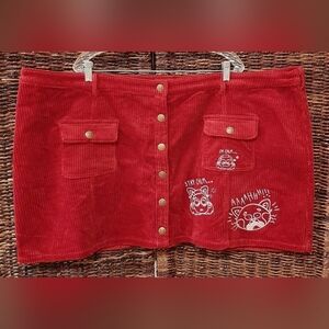 Disney Skirt Women's 3X Turning Red Embroidered Corduroy Mini Vacation Movie Fan